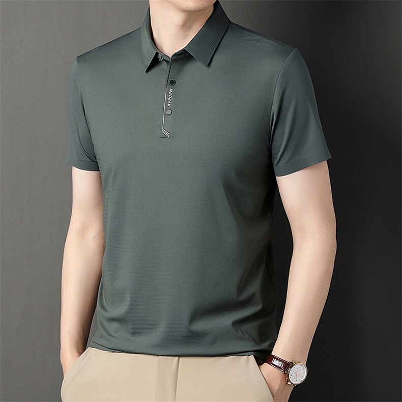 短袖T恤男士夏季新款时尚翻领纯色中年宽松Polo衫男装半袖潮,男装T恤,电商B212（原钱塘6029）