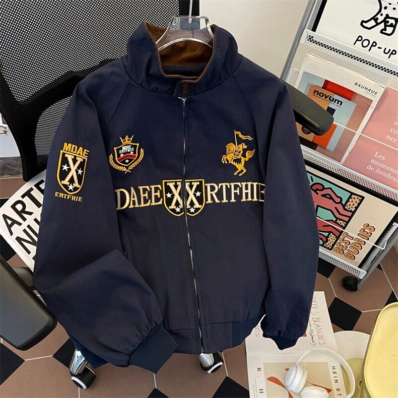 美式复古街头高级感哈灵顿夹克秋季刺绣外套潮牌男女，男装夹克，星座1013