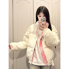 复古撞色两面可穿立领外套面包服女冬季新款ins百搭宽松学生棉服，男装棉衣，星座218-8
