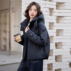 爆《2025冬季新款连帽90白鸭绒羽绒服休闲防风保暖派克服加厚外套，女装羽绒服，米莱