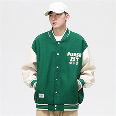 港风上衣夹克宽松落肩拼色棒球服外套JK714-P68，男装夹克，星座1204-3