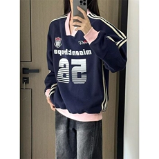 复古拼色运动球衣风卫衣男女长袖T恤宽松外套卫衣网图WYH05-p42，男装T恤，星座302B-2