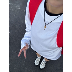 网图现货230G纯棉圆领长袖T恤情侣装ins风T002白P15彩+1单+1，男装T恤，电商C310