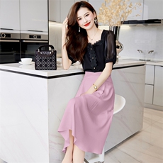 成套搭配套装女夏季2023新款蕾丝边上衣时尚洋气减龄半身裙两件套，女装套装/套裙，卡杰菲