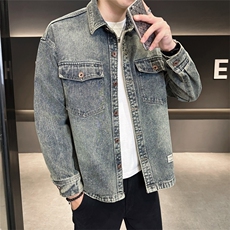 店主风2025春秋季新款牛仔夹克男品质衬衫式外套B317-JK812-P125，男装夹克，电商B317