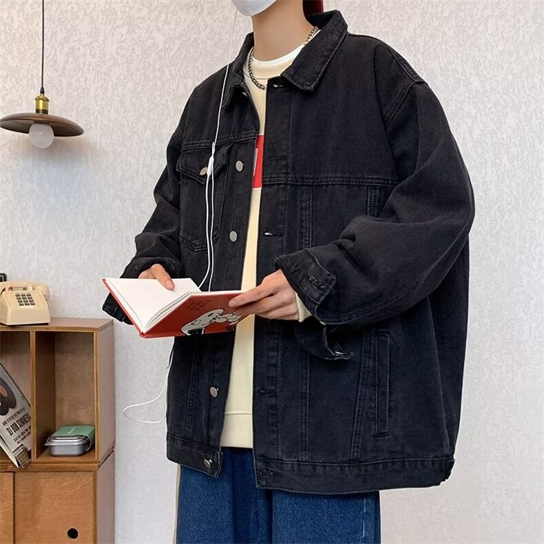 牛仔外套男春秋夹克港风帅气宽松学生休闲工装上衣服JK8821/P58,男装工装外套,星座506