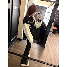 春季新款钉珠毛呢棒球服美式复古潮牌嘻哈学生外套宽松夹克男女，男装夹克，星座506A