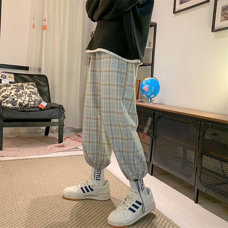 现货格子束脚裤夏季休闲裤KD279-P25,男装休闲裤,电商D312-1