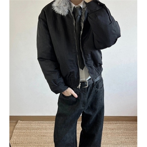 加绒加厚外套男cleanfit重磅立领帆布水洗棉服夹克 M8892图片