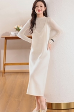 马甲背心裙女秋冬季新款外穿中长款宽松吊带毛衣裙，女装连衣裙，江南羊绒