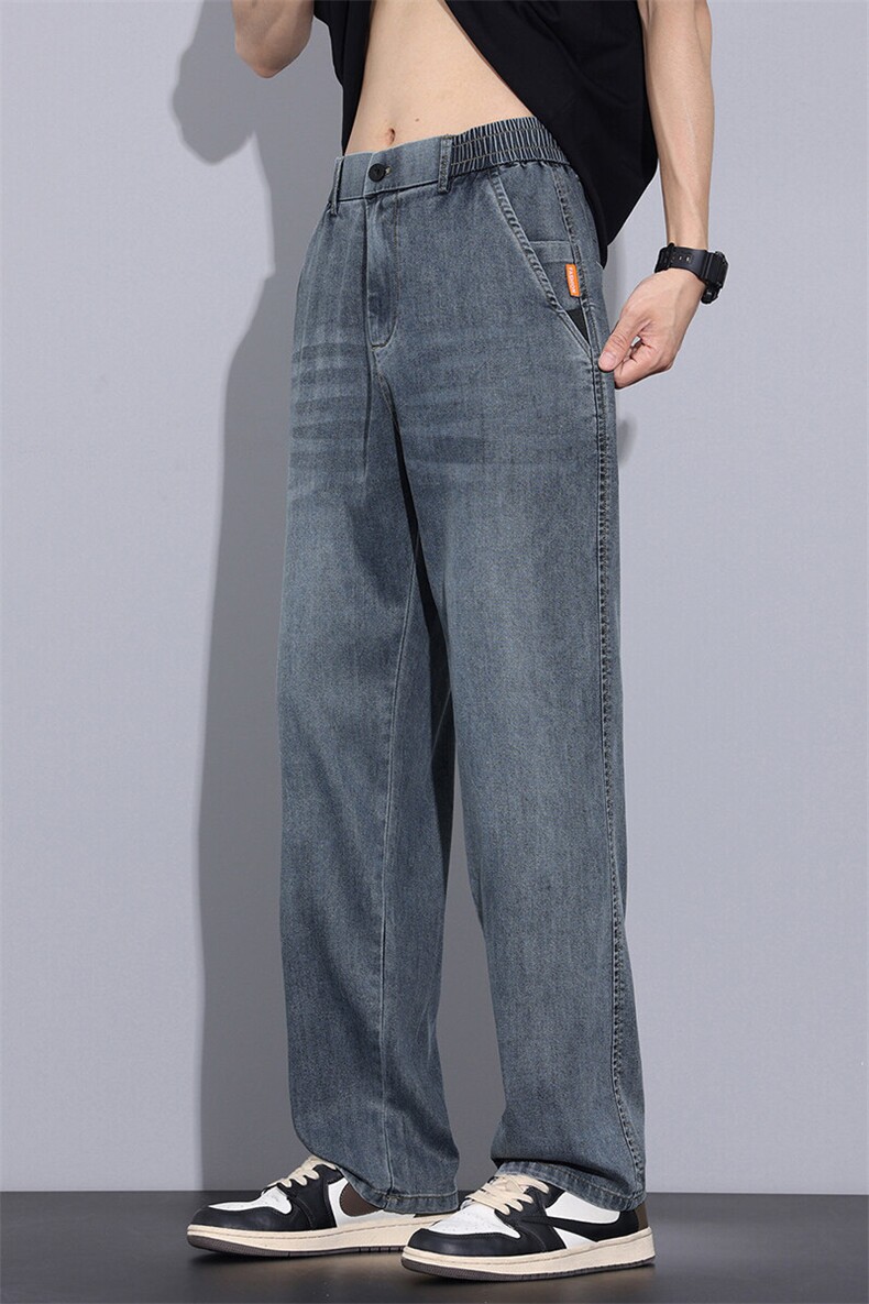 新款夏季垂感天丝牛仔裤男士宽松直筒薄款透气冰丝长裤子H502-P50,男装牛仔裤,星座509