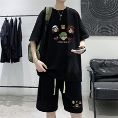 ！2023夏季新款男士华夫格短袖T恤套装夏天一套HTZ07P50，男装T恤，电商B220