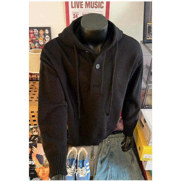 抖音得物保暖立领拉链针织外套秋冬宽松慵懒风纯色毛衣上衣AM047，男装针织衫/毛衣，电商A443
