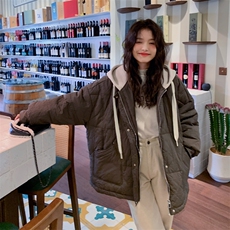 24冬款新品毛线帽连帽宽松休闲羽绒服外套2C050-1071-P255-K348，女装羽绒服，2C050