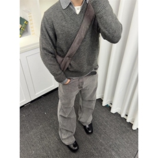 【有货】MYGF09LL-特P73假两件V领毛衣美式复古cleanfit针织衫，男装针织衫/毛衣，星座1007（原301D）