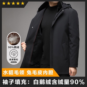 轻奢高货商场品质做工精细水貂毛领兔毛皮内胆长款夹克图片