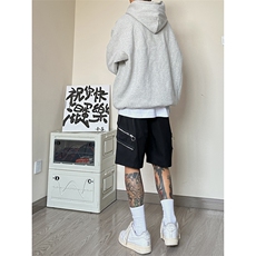 B221美式ins高街暗黑小众拉链宽松五分裤短裤LK23061-P50控68，男装休闲裤，电商B221