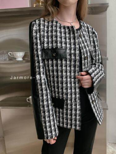 隽末2021秋季新款小香风拼接皮。AB面后背流苏炸街S，其它，Jarmore隽末