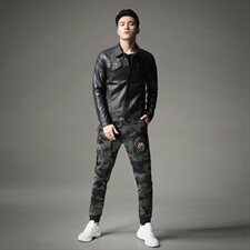 2021秋季新款男士翻领机车皮外套修身潮男皮衣8081-1，男装皮衣，钱塘6007(原2006)