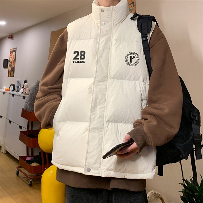 港风新款时尚字母印花50白鸭绒保暖羽绒马甲A247-MJ826P115控138,男装背心/马甲,电商A247