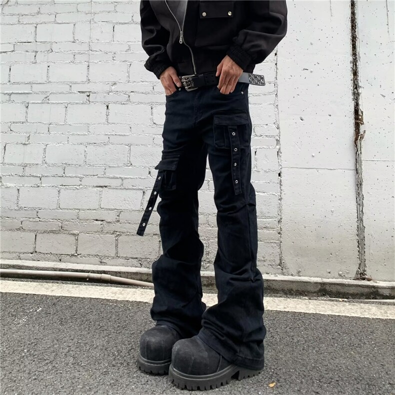 美式复古多口袋拉链工装裤男女高街潮牌cleanfit宽松直筒休闲长裤，男装工装外套，星座1210-1