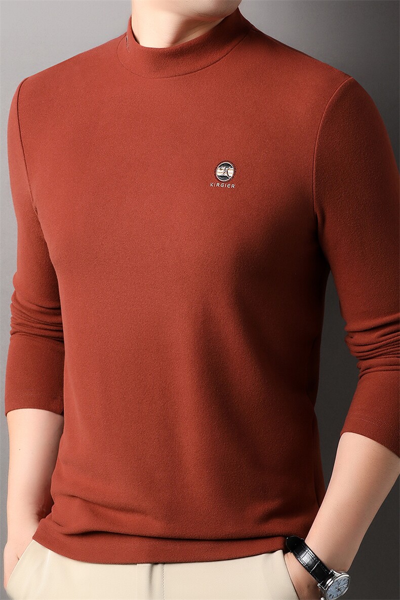 QLM19202男式秋季新款长袖T恤男时尚休闲男装半高领简约体恤,男装T恤,电商B360