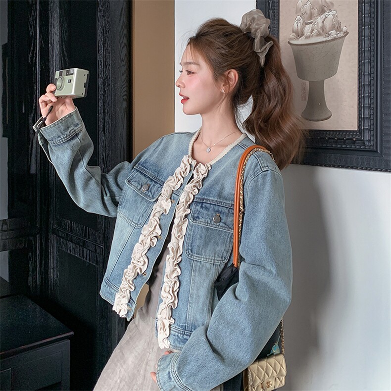 【现货】新款图木耳花边牛仔外套2C301-8652-P145-K218,女装短外套,2C301