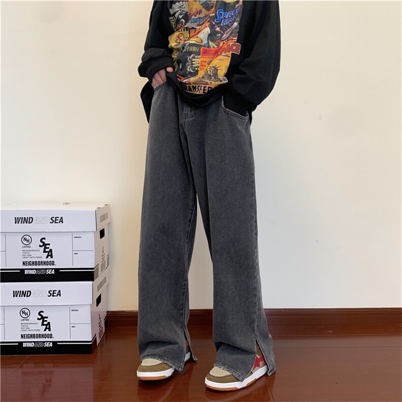 阔腿牛仔裤男高腰2023新款直筒宽松拖地长裤N01838-P45,男装牛仔裤,星座308B-1