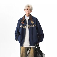 美式高街春秋新款帆布夹克外套男女潮流宽松百搭复古潮牌工装上衣，男装夹克，星座1210-1