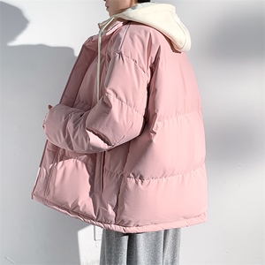 冬季青少年连帽假两件外套加绒加厚休闲简约棉衣棉服5303-P85图片