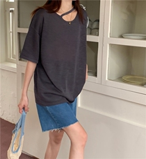 夏季新款简约百搭短袖针织衫女宽松休闲上衣，女装针织衫/毛衣，伟祺羊绒