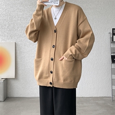 8XL-M大码V领开衫毛衣外套男日系复古宽松慵懒风针织衫KS002p55，男装针织衫/毛衣，电商B312