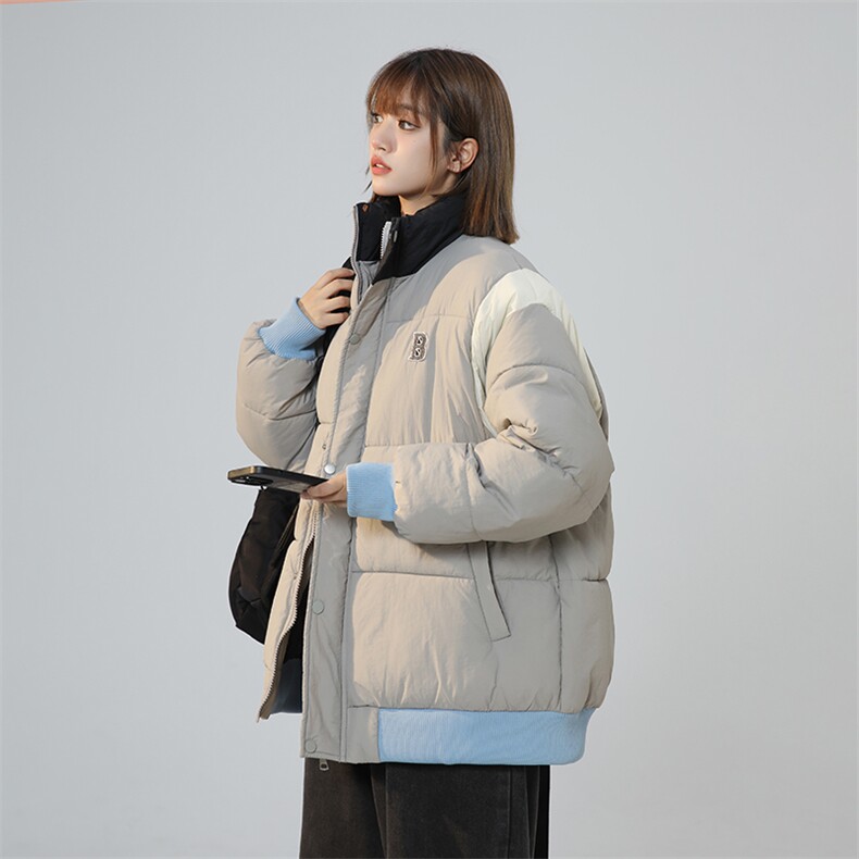 韩系撞色拼接字母2025冬新款女学生短款面包服棉衣外套C513-P100,男装棉衣,星座911-2(原星座613-2）