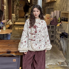 新中式风印花羽绒服两件套女加厚阔腿裤，女装羽绒服，2C120