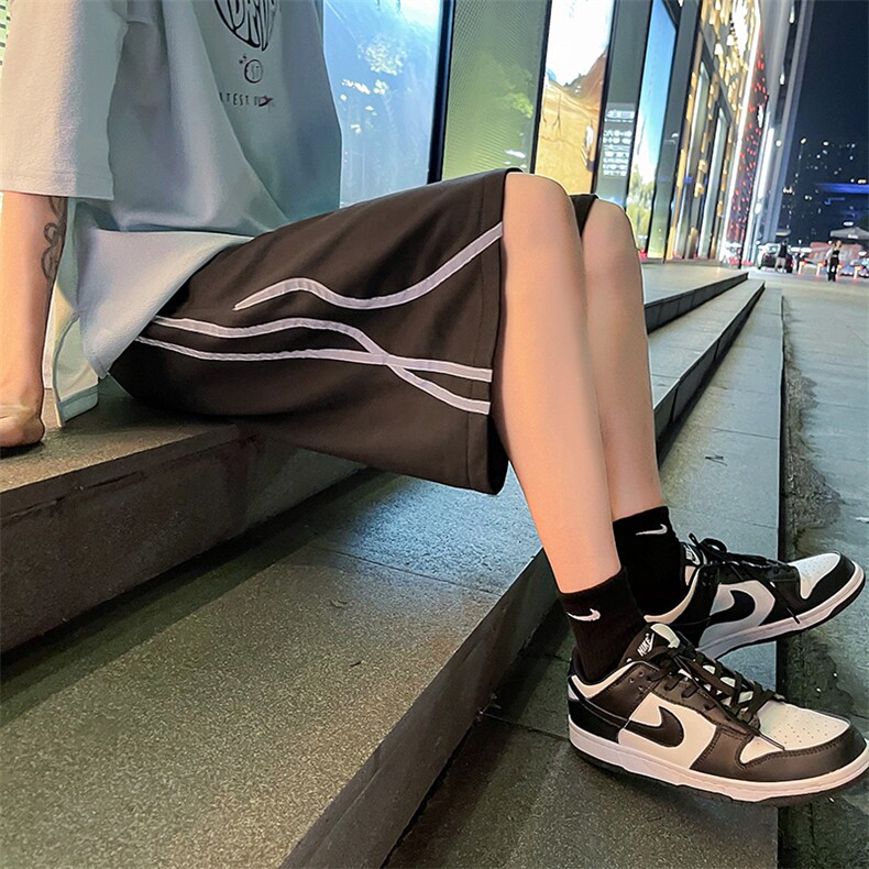 夏季条纹反光短裤宽松直筒五分裤XZ1004-1DK116,男装休闲裤,星座715