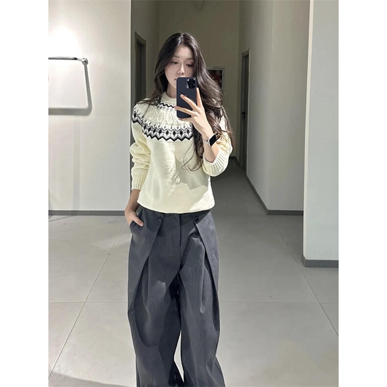 重磅秋冬装北极绒套头毛衣美式复古休闲慵懒风提花工艺针织衫外套,男装针织衫/毛衣,电商A486