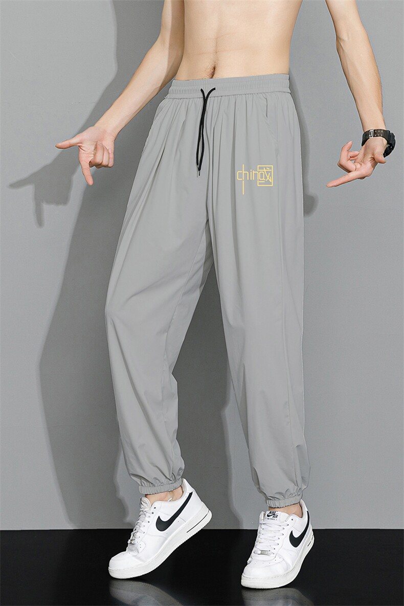 现货23夏季冰丝休闲裤男时尚潮牌设计感薄款运动长裤子K92193-P20,男装休闲裤,星座1402-1