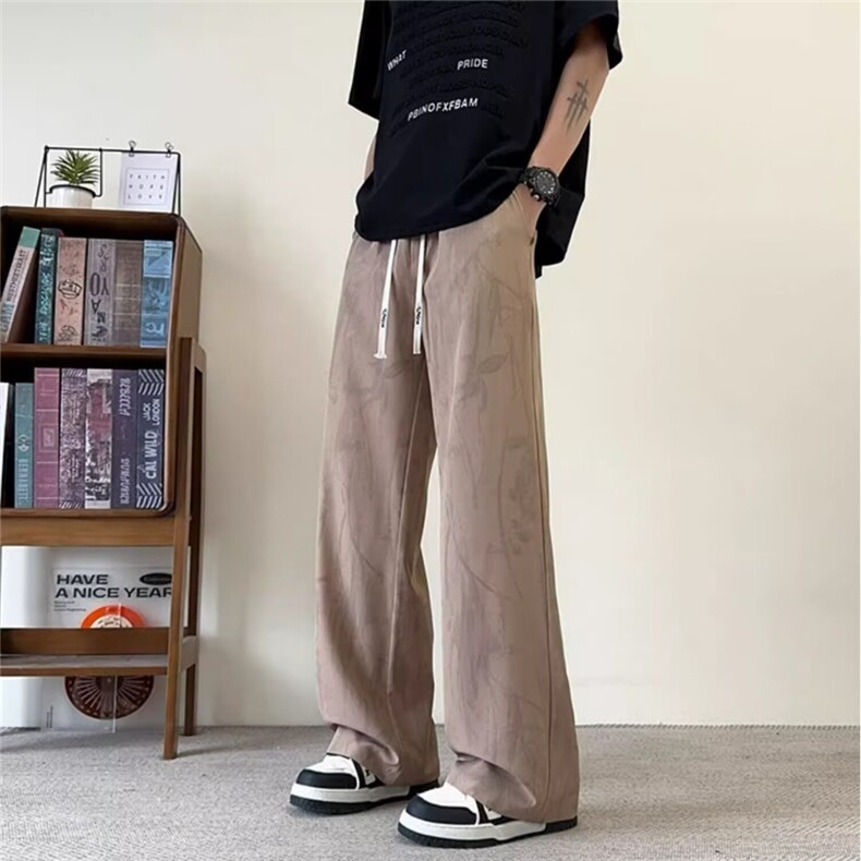休闲裤男夏季薄款透气宽松直筒裤子美式潮牌扎染垂感凉感长裤，女装休闲裤，星座1210-1