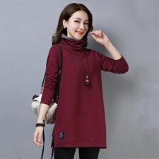 2020年秋季新款加绒加厚高领卫衣女中长款秋冬打底衫上衣服，女装卫衣/绒衫，简韵佳