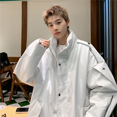 pu皮棉服男冬季美式复古高街派克服加厚设计感机车棉衣D337P138，男装皮衣，电商A335-1（原A458）