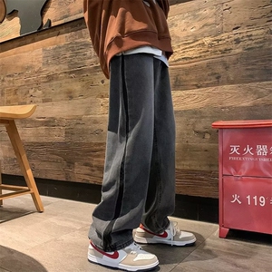 复古牛仔裤男秋冬美式高街潮牌炸街裤子宽松阔腿直筒裤N3933-P45图片