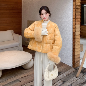 25新品风羽绒服袖口真毛6539-P365-468图片