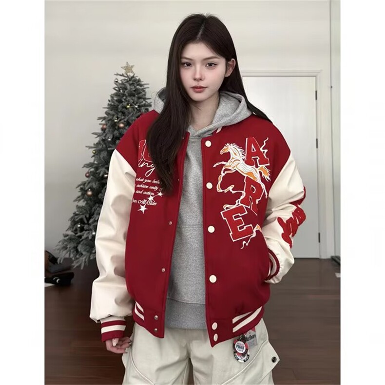 有货。马年毛巾绣外套男女2026新款休闲棒球服W6947-P67,女装短外套,星座412-3