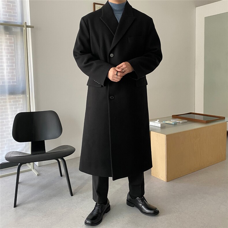 秋冬季新款毛呢大衣男中长款过膝高级感呢子风衣外套韩版宽松潮流,男装风衣,星座710