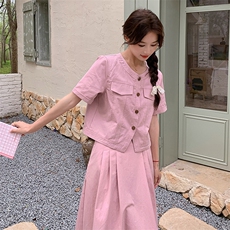 现货－夏季新款减龄粉色套装336－P155-K218，女装套装/套裙，浙宝203