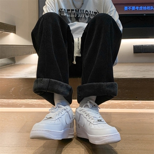 加绒加厚冬款男灯芯绒裤拼接直筒休闲长裤h33 P40图片