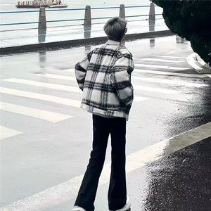 美式vibe裤子高街黑色高个子牛仔裤男春秋窄版修身显瘦微喇直筒裤图片