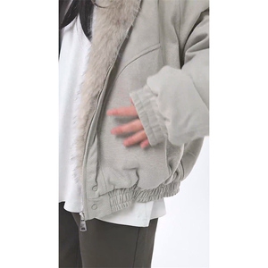现货高品质美式高街冬季重磅硬挺短款座山雕毛领棉衣男女加厚外套图片