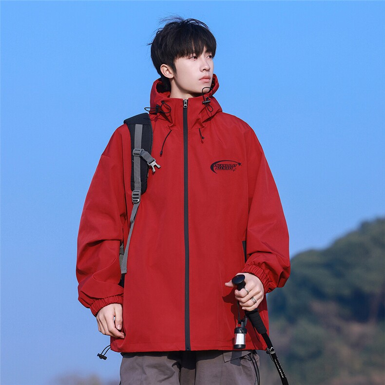 特批2025港风山系字母印花宽松连帽防水夹克F561P65控98,男装夹克,电商A247