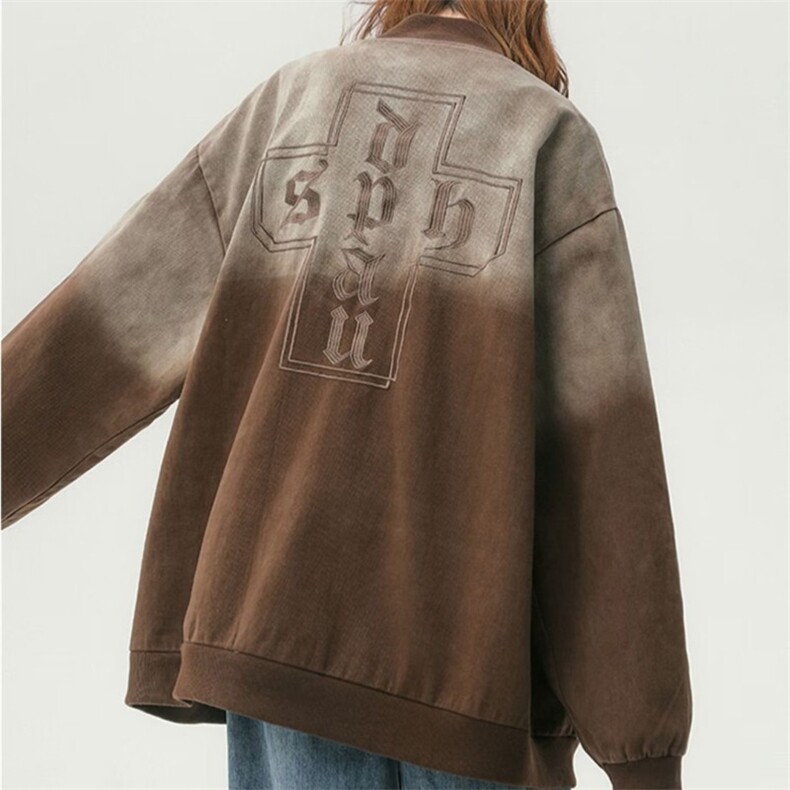 J3315-P67vintage美式棒球服外套男款潮牌春秋复古刺绣渐变,女装短外套,电商B323A